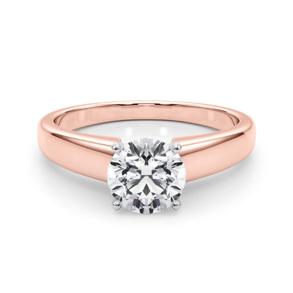 Round Cut Lab Grown Diamond VS F 1.00-2.00 Ct Engagement Ring with Classic Cathedral Plain Band in 14k Gold - Image 12