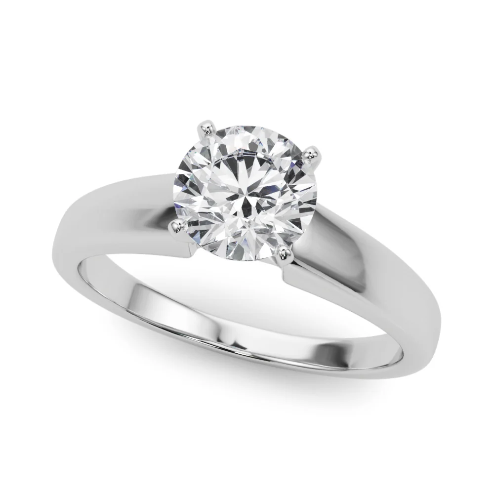 Round Cut Lab Grown Diamond VS F 1.00-2.00 Ct Engagement Ring with Classic Cathedral Plain Band in 14k Gold - Image 2