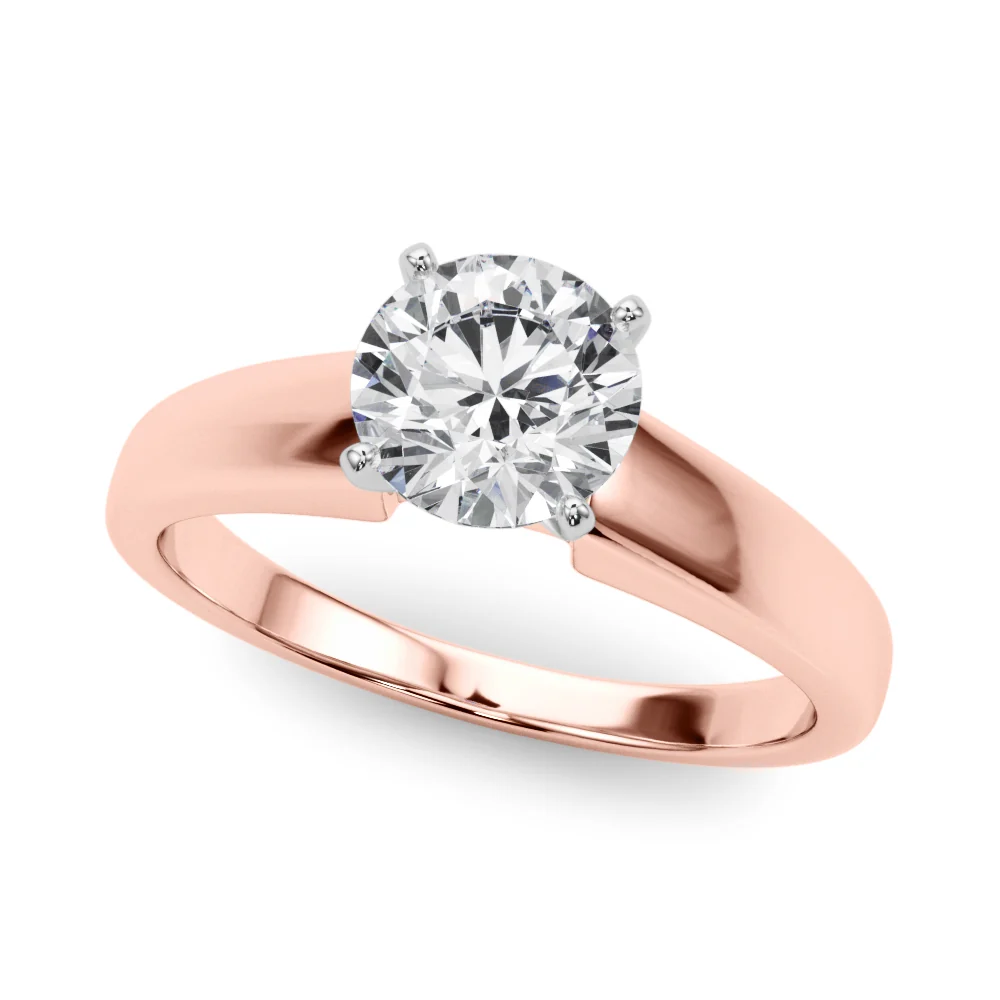 Round Cut Lab Grown Diamond VS F 1.00-2.00 Ct Engagement Ring with Classic Cathedral Plain Band in 14k Gold - Image 3