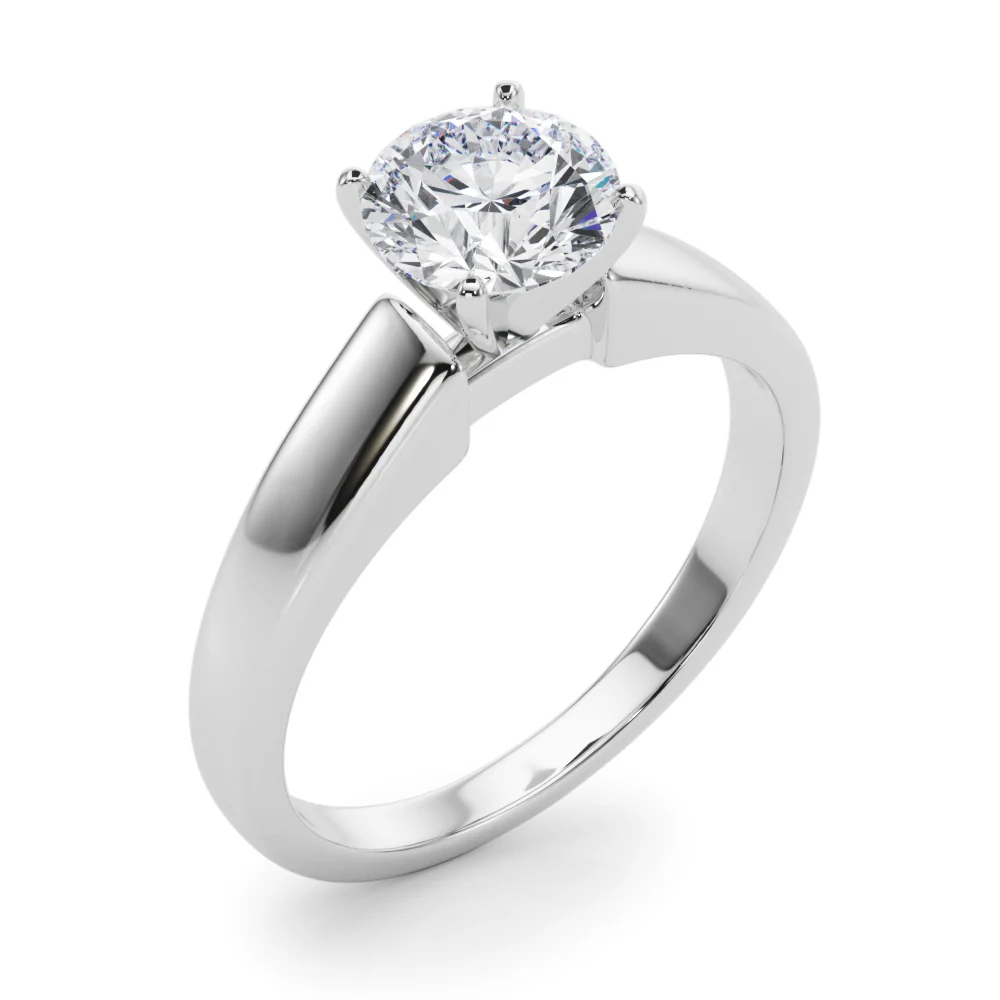 Round Cut Lab Grown Diamond VS F 1.00-2.00 Ct Engagement Ring with Classic Cathedral Plain Band in 14k Gold - Image 4