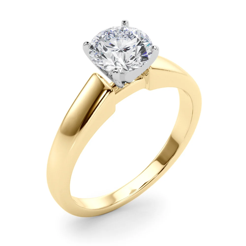 Round Cut Lab Grown Diamond VS F 1.00-2.00 Ct Engagement Ring with Classic Cathedral Plain Band in 14k Gold - Image 5