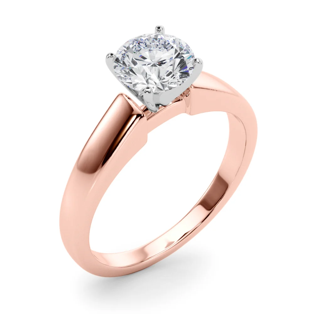 Round Cut Lab Grown Diamond VS F 1.00-2.00 Ct Engagement Ring with Classic Cathedral Plain Band in 14k Gold - Image 6