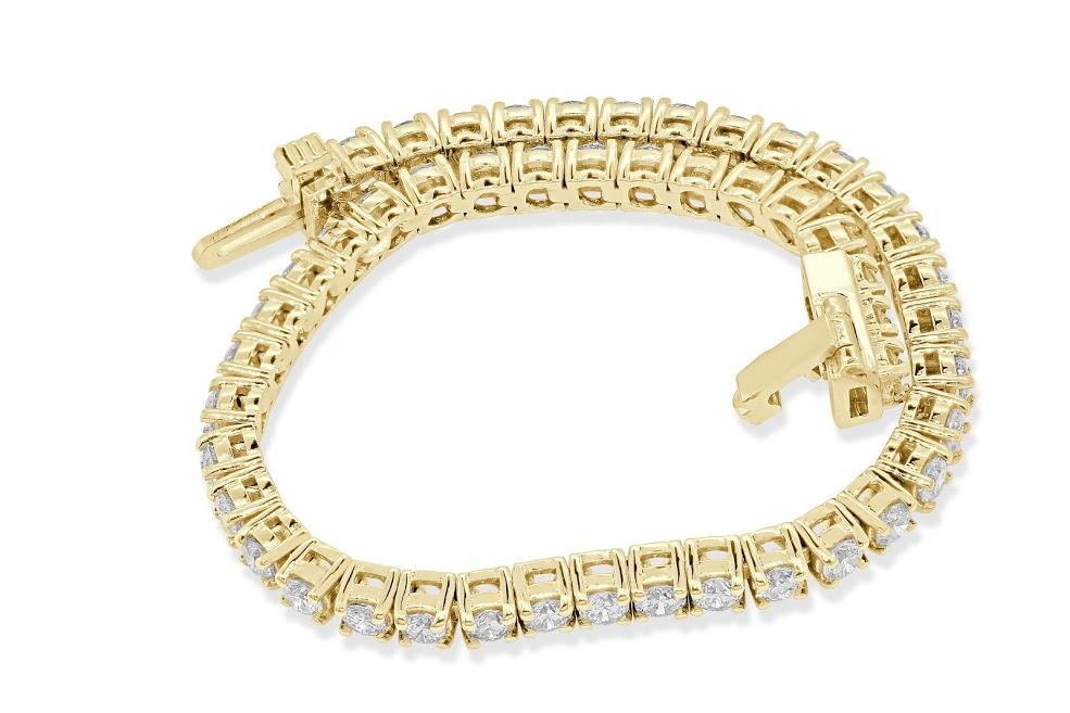 Round Diamonds 5.25Ct Tennis Bracelet Prong Set I1/SI1/VS1/VVS1 14k Solid Gold 7.00Inch - Image 3