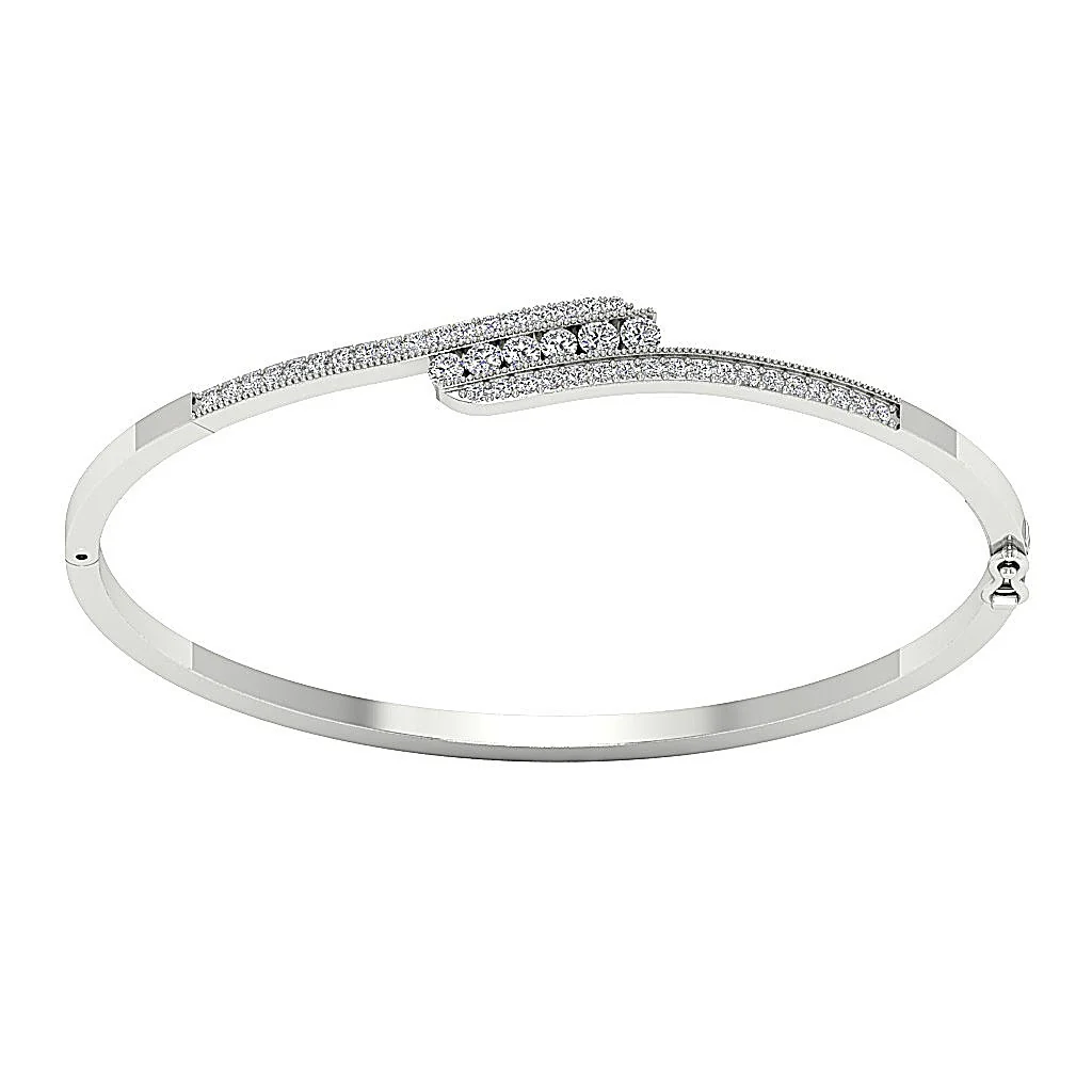 The Nora Excellent Round Diamonds Bangle Prong & Channel Set 14k/18k Solid Gold - Image 4