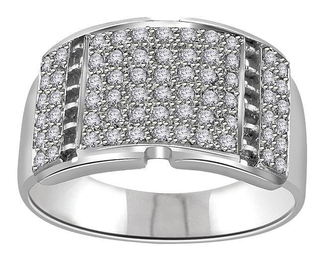 The Mila Natural Diamonds Mens Engagement Ring Pave Set 14k White Gold Width 12.45MM