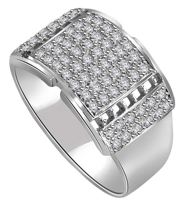 The Mila Natural Diamonds Mens Engagement Ring Pave Set 14k White Gold Width 12.45MM - Image 2