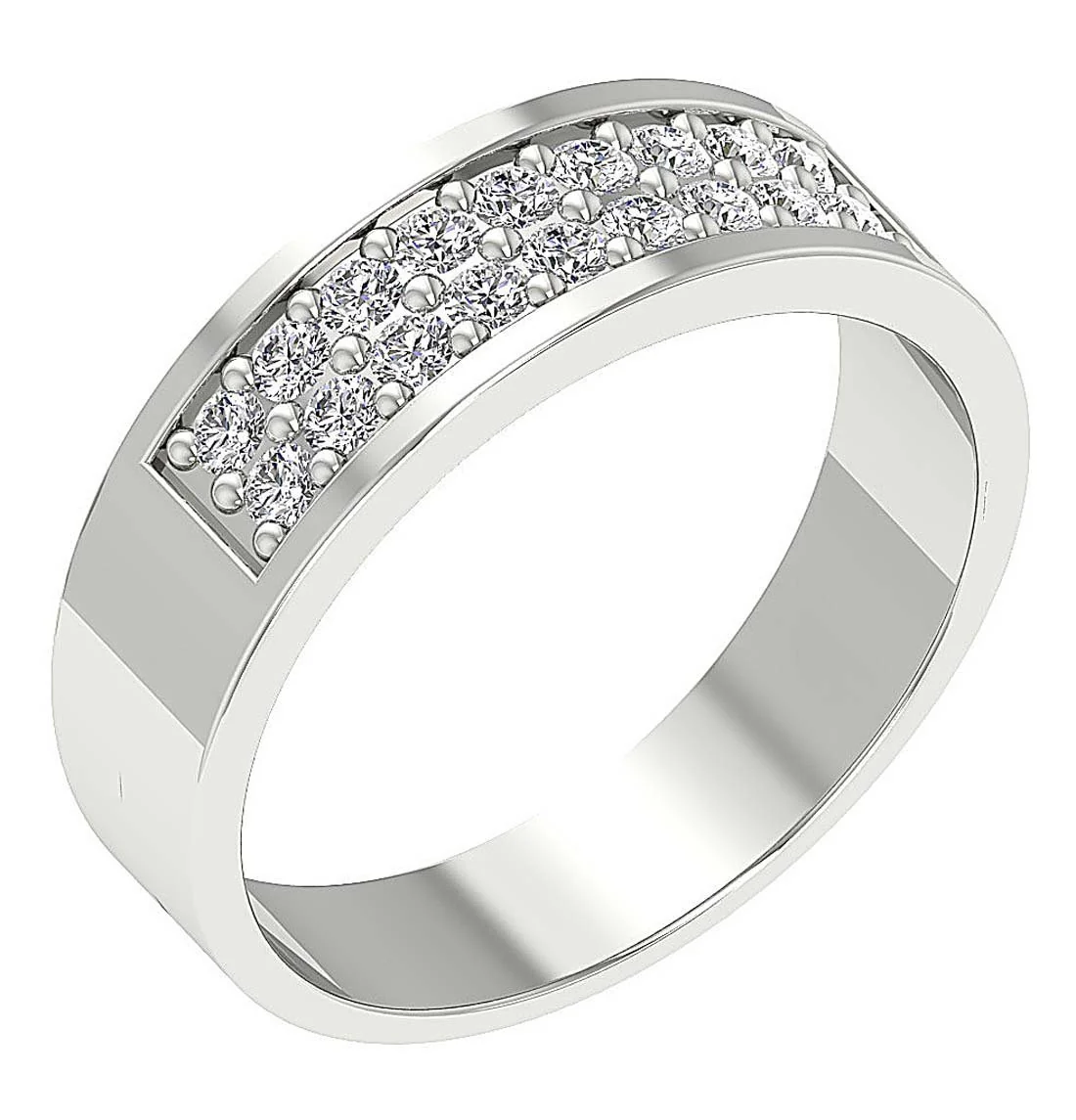 The Avery Natural Diamond 2 Row Mens Engagement Ring Prong Set 14k Solid Gold
