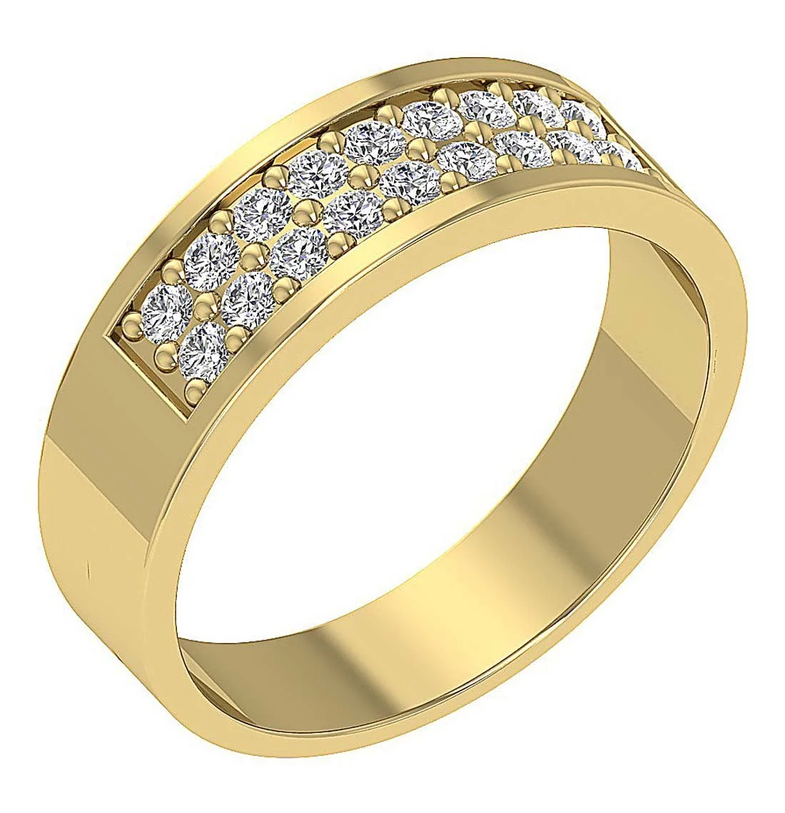 The Avery Natural Diamond 2 Row Mens Engagement Ring Prong Set 14k Solid Gold - Image 2