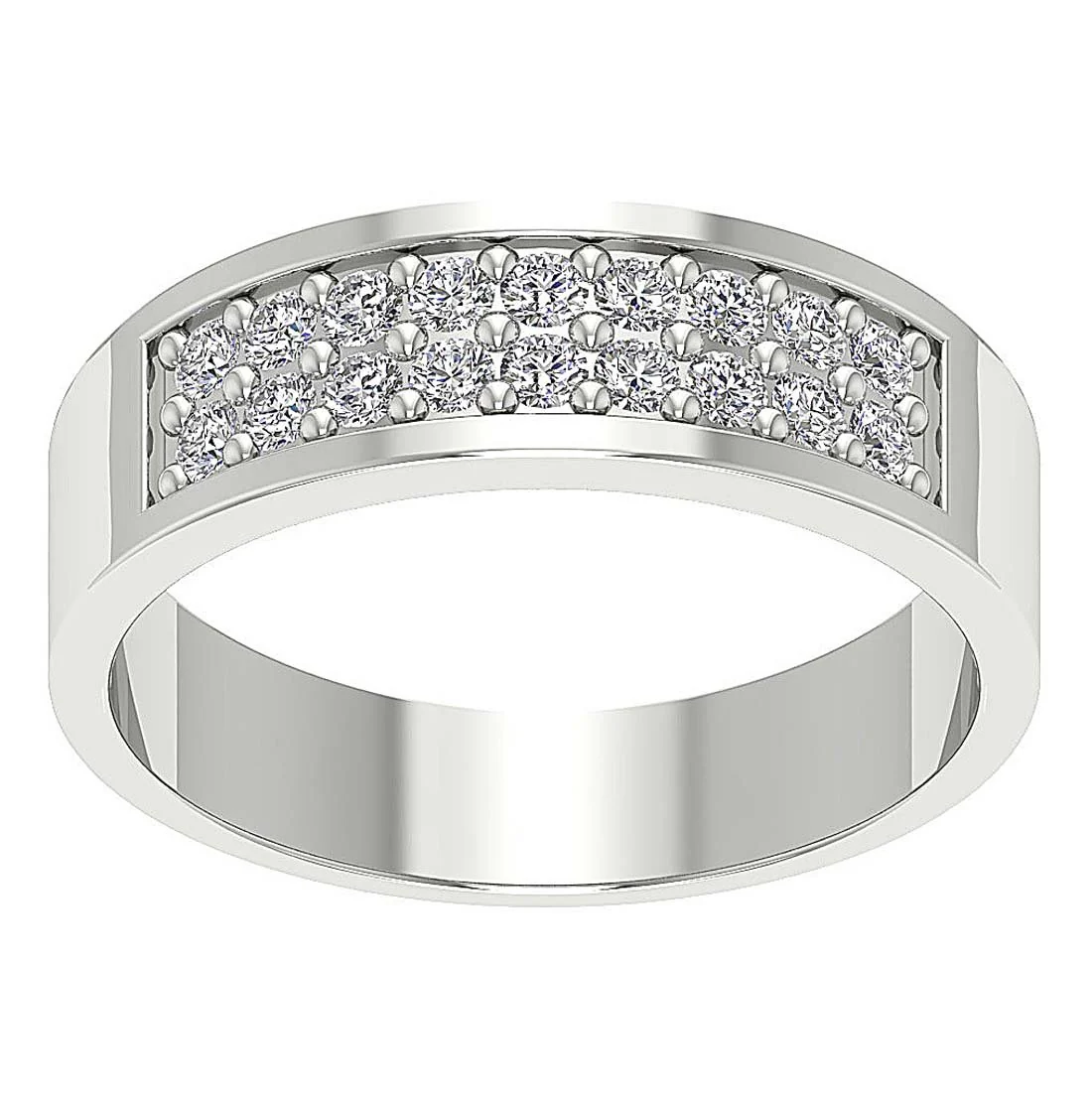 The Avery Natural Diamond 2 Row Mens Engagement Ring Prong Set 14k Solid Gold - Image 4