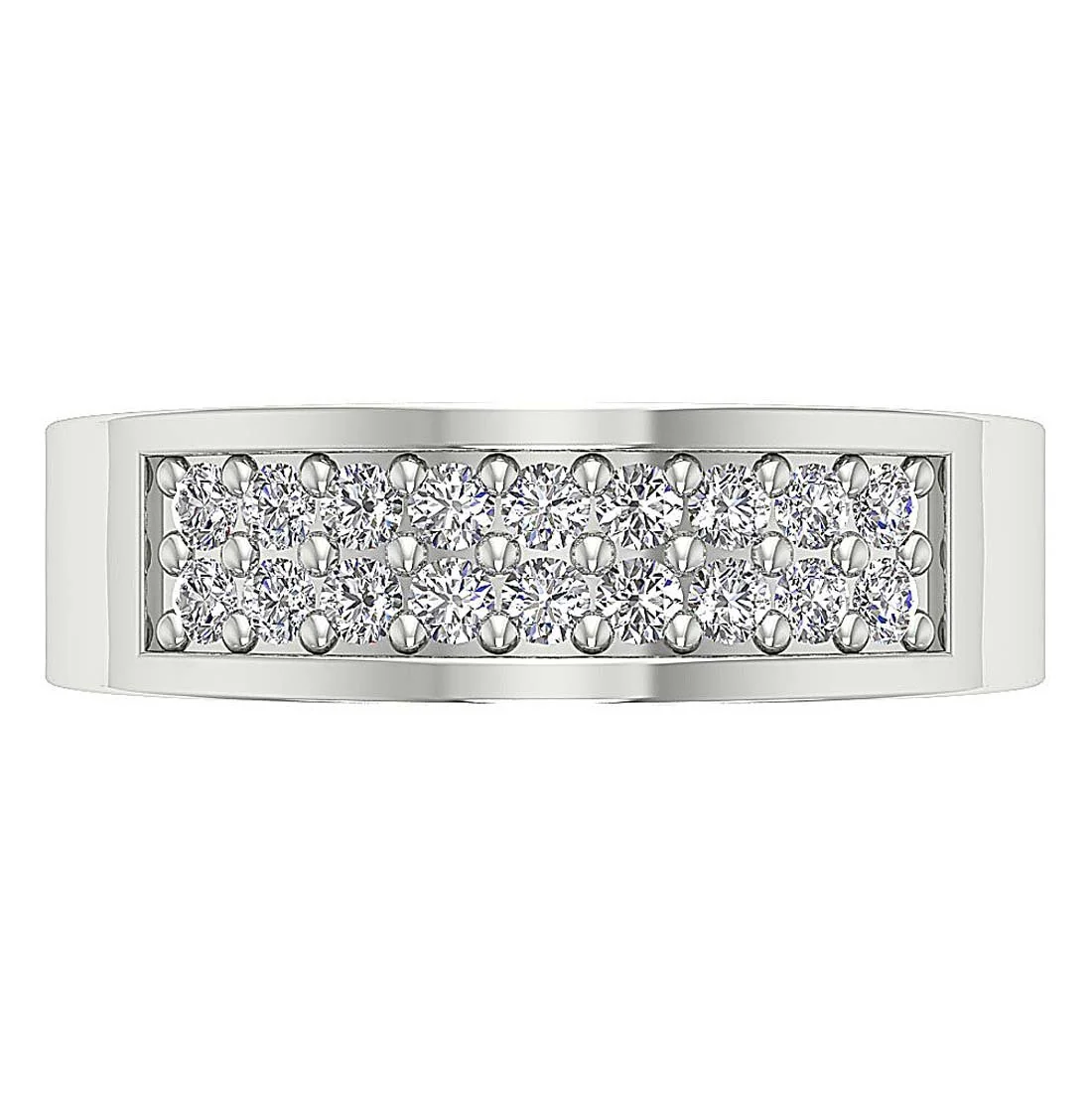 The Avery Natural Diamond 2 Row Mens Engagement Ring Prong Set 14k Solid Gold - Image 6