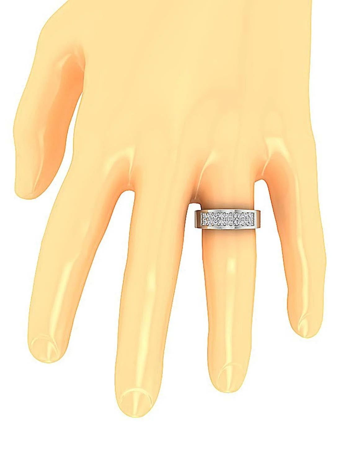 The Avery Natural Diamond 2 Row Mens Engagement Ring Prong Set 14k Solid Gold - Image 9