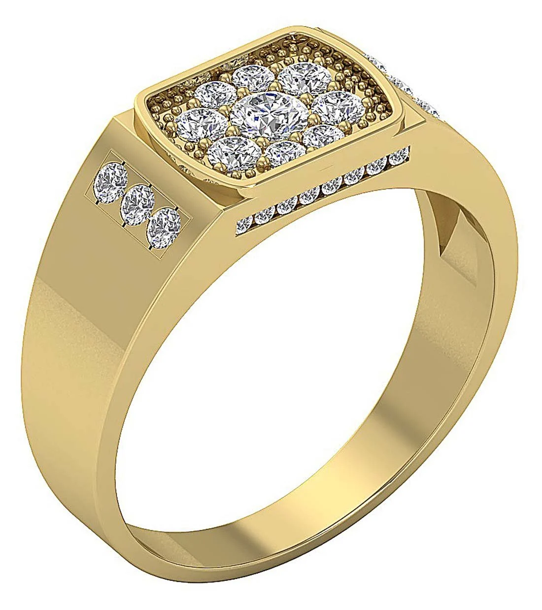 Penelope Natural Diamond Prong Channel Set 14k White Gold Mens Anniversary Ring 8.60MM - Image 3