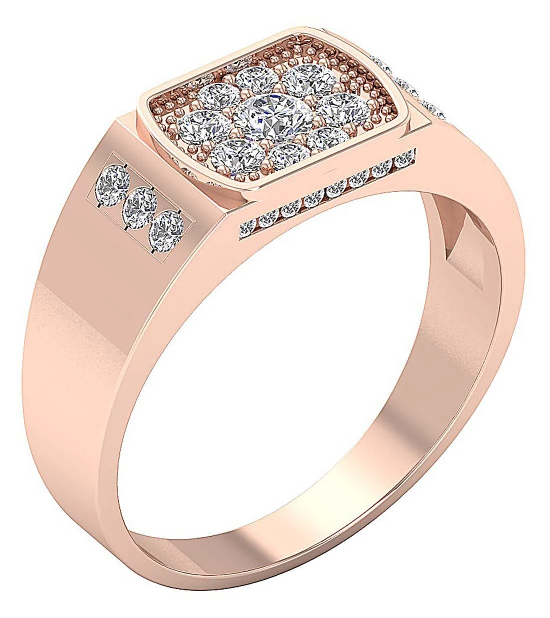 Penelope Natural Diamond Prong Channel Set 14k White Gold Mens Anniversary Ring 8.60MM - Image 4