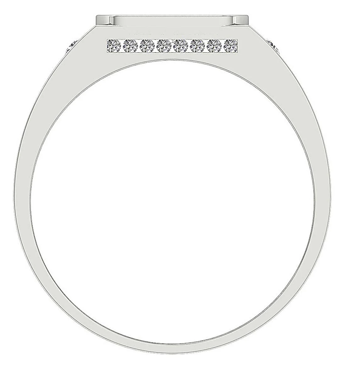 Penelope Natural Diamond Prong Channel Set 14k White Gold Mens Anniversary Ring 8.60MM - Image 5