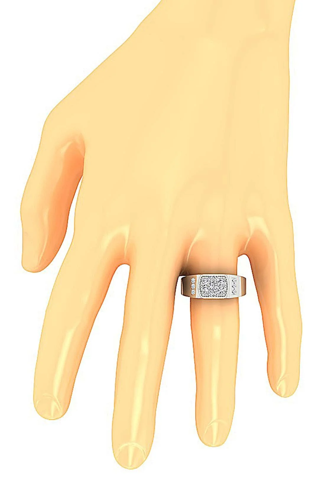 Penelope Natural Diamond Prong Channel Set 14k White Gold Mens Anniversary Ring 8.60MM - Image 9