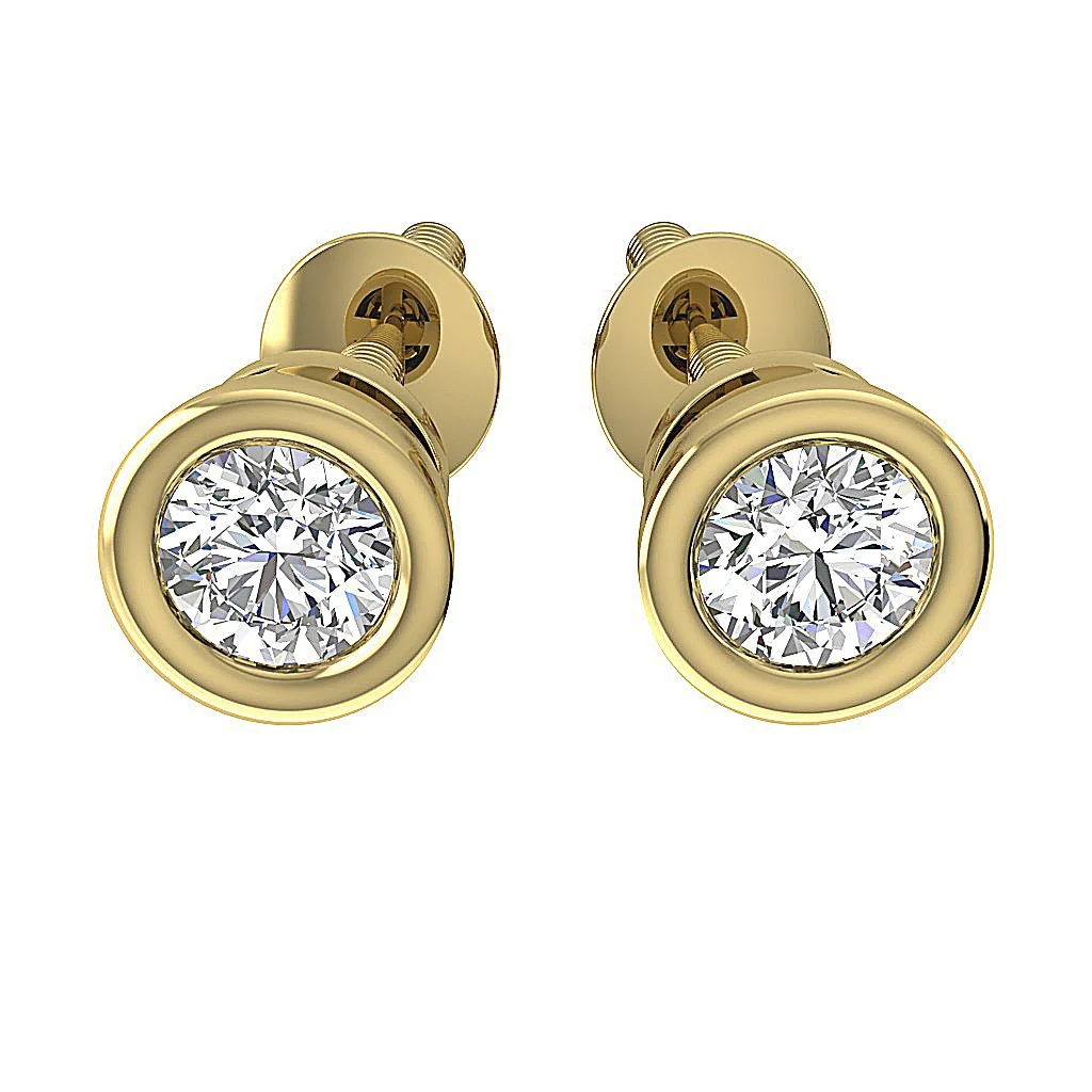 SI1 G 0.55Ct Sparkly Natural Diamond 14K White Gold Solitaire Studs Earring Bezel Set For Her - Image 5