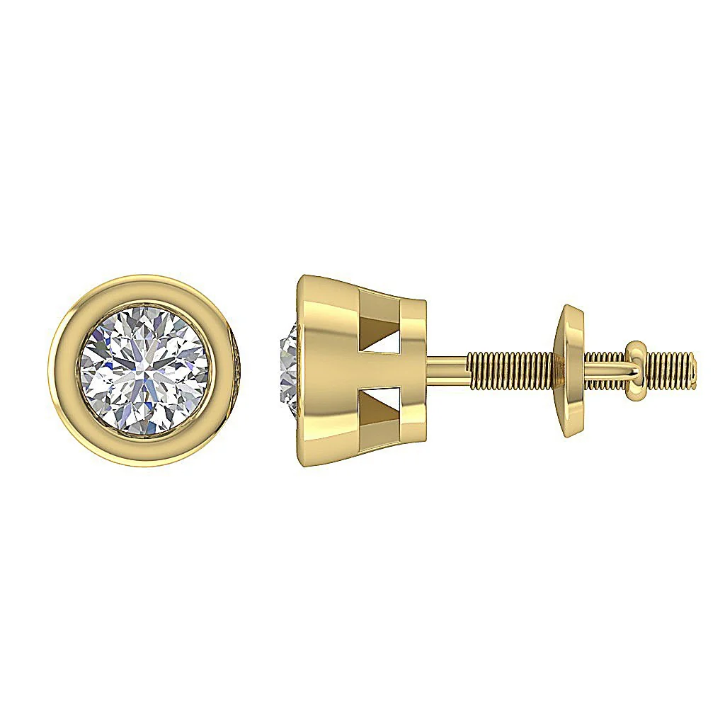 SI1 G 0.55Ct Sparkly Natural Diamond 14K White Gold Solitaire Studs Earring Bezel Set For Her - Image 6