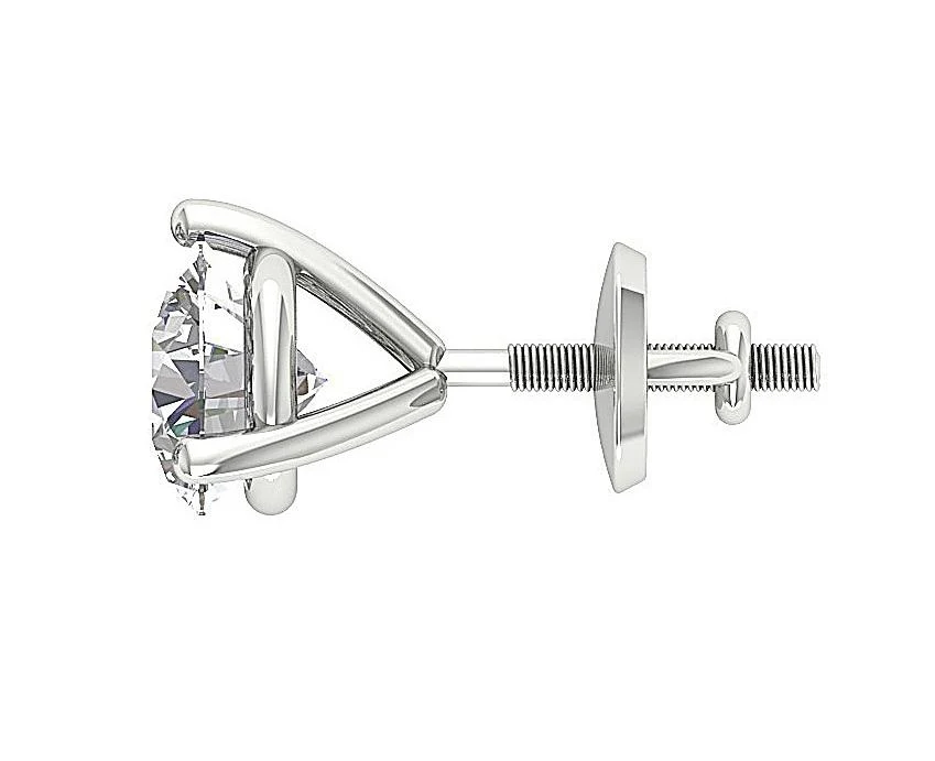 Solitaire Lab Grown Diamond Stud Earring VS F 1.50-2.50 Carat Martini Prong Set 14K Solid Gold - Image 10