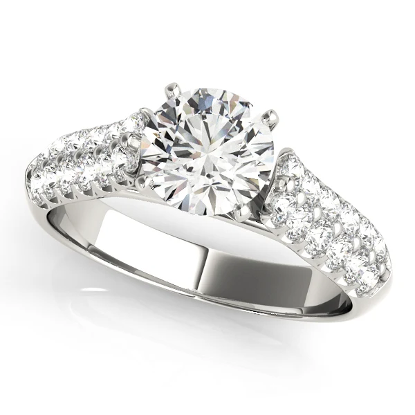 Solitaire Round Cut Lab Grown Diamond Double-Row Engagement Ring VS F 1.50 Carat 14K Solid Gold - Image 2
