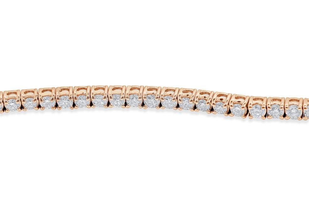 Tennis Bracelet Prong Set Round Diamonds 5.50Ct I1/SI1/VS1/VVS1 14k Gold 7.00Inch - Image 3