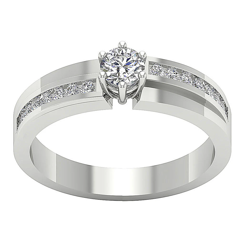 The Aarav Sparkly Round Brilliant Cut Diamond Solitaire Anniversary Ring 14k White Gold