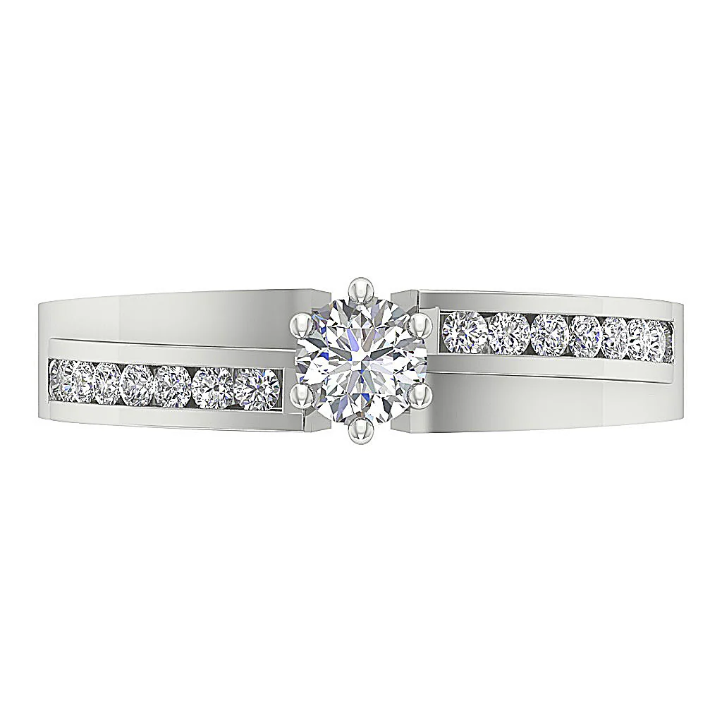 The Aarav Sparkly Round Brilliant Cut Diamond Solitaire Anniversary Ring 14k White Gold - Image 6