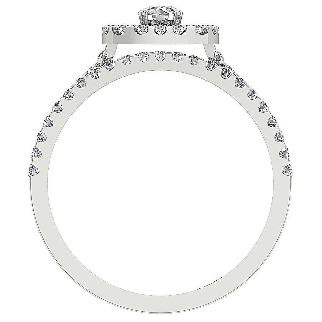 The Aaron Handmade Double Halo Bridal Anniversary Ring Round Diamond 14k Solid Gold - Image 5
