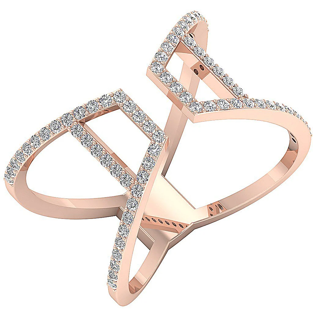 The Abel Round Brilliant Cut Diamond Open Anniversary Wedding Ring White Yellow Rose Gold - Image 3