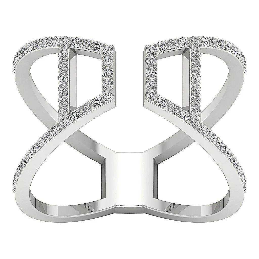 The Abel Round Brilliant Cut Diamond Open Anniversary Wedding Ring White Yellow Rose Gold - Image 5