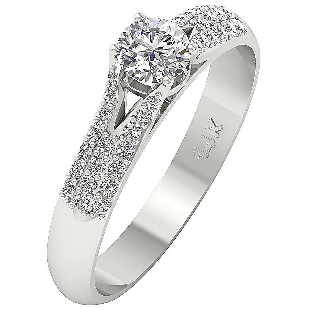 The Abigail 14k Solid Gold Natural Diamond Spilt Shank Solitaire Anniversary 2 MM