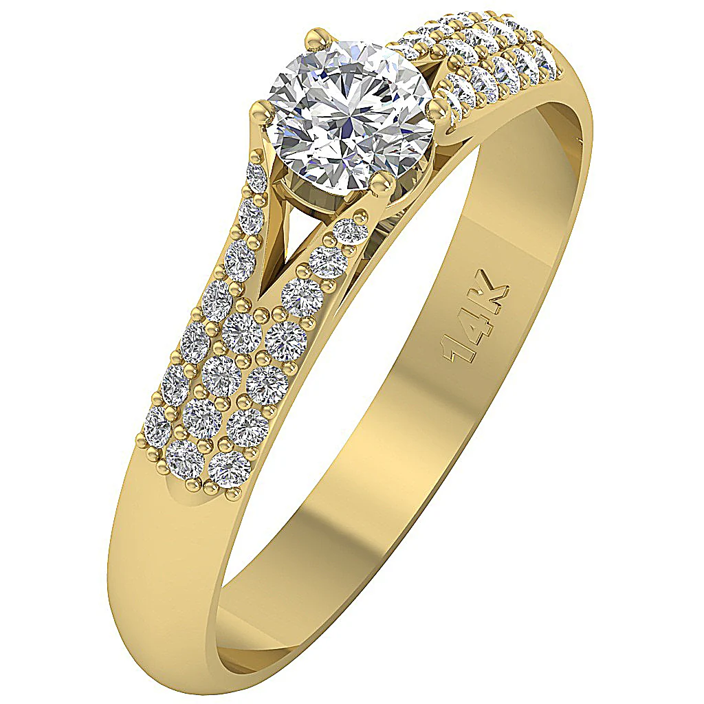 The Abigail 14k Solid Gold Natural Diamond Spilt Shank Solitaire Anniversary 2 MM - Image 2