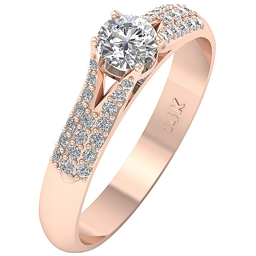 The Abigail 14k Solid Gold Natural Diamond Spilt Shank Solitaire Anniversary 2 MM - Image 3