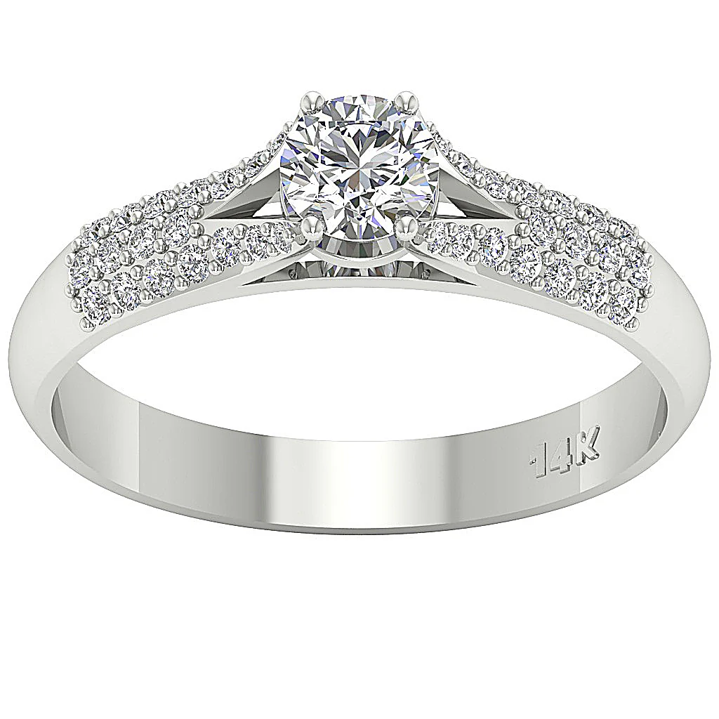 The Abigail 14k Solid Gold Natural Diamond Spilt Shank Solitaire Anniversary 2 MM - Image 4