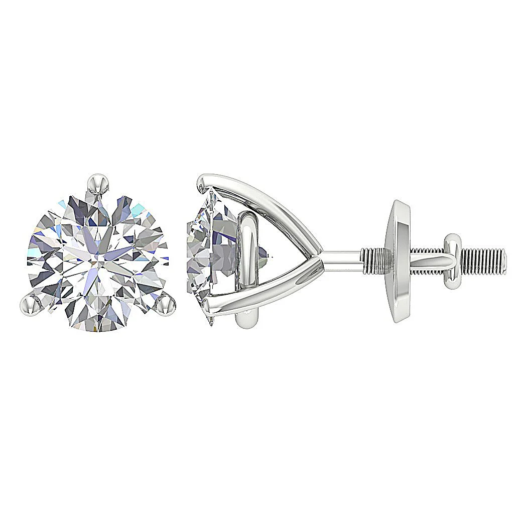 The Abraham Round Brilliant Cut 1.70 Carat Solitaire Studs Martini Prong Set Earrings - Image 10