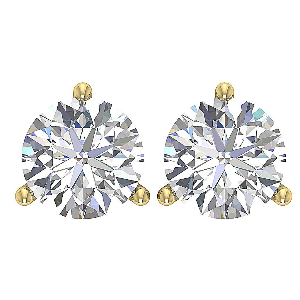 The Abraham Round Brilliant Cut 1.70 Carat Solitaire Studs Martini Prong Set Earrings - Image 3