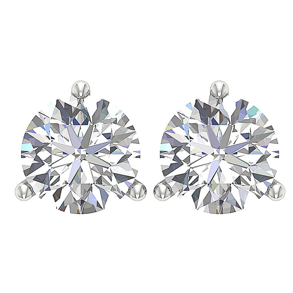 The Abraham Round Brilliant Cut 1.70 Carat Solitaire Studs Martini Prong Set Earrings - Image 4