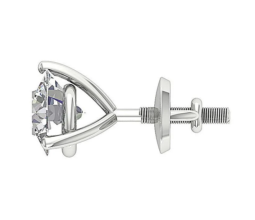 The Abraham Round Brilliant Cut 1.70 Carat Solitaire Studs Martini Prong Set Earrings - Image 5
