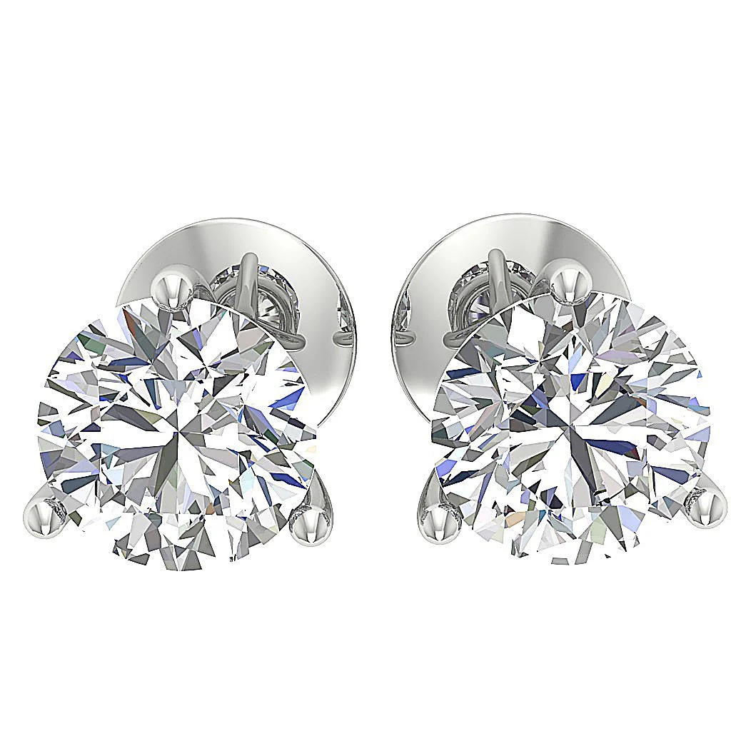 The Abraham Round Brilliant Cut 1.70 Carat Solitaire Studs Martini Prong Set Earrings - Image 8