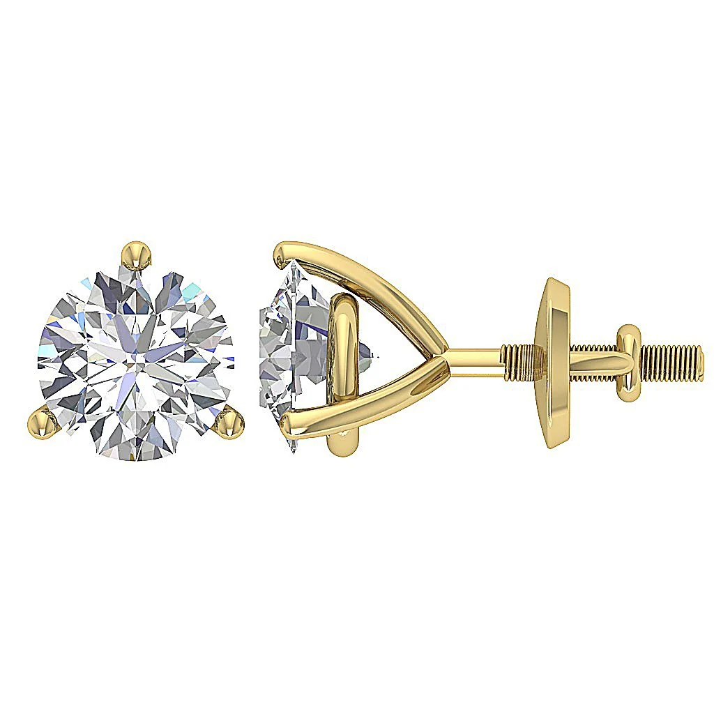 The Abraham Round Brilliant Cut 1.70 Carat Solitaire Studs Martini Prong Set Earrings - Image 9