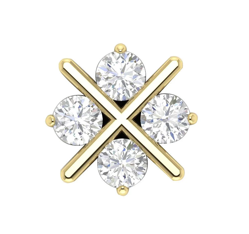 The Abraham 14k Solid Yellow Gold 4 Round Cut Diamond Fashion Pendant Prong Set