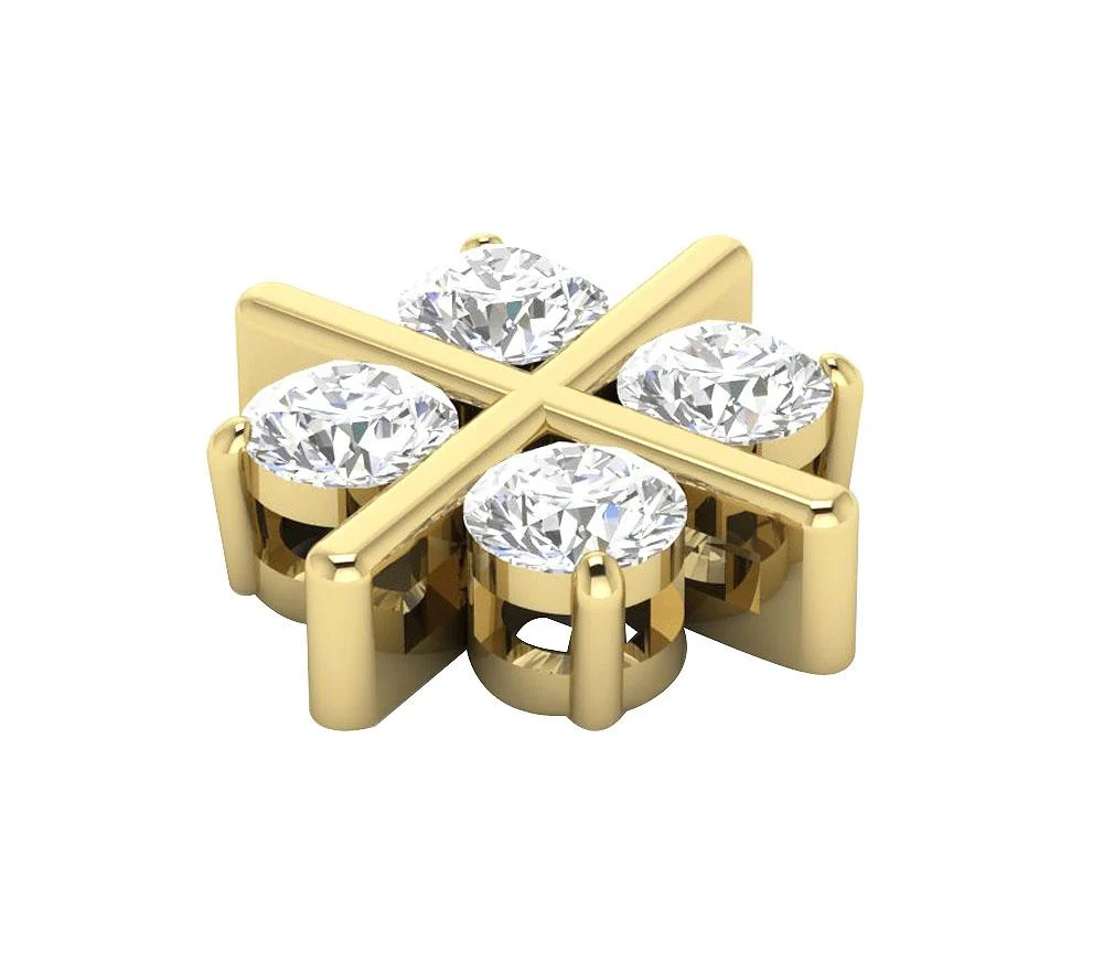 The Abraham 14k Solid Yellow Gold 4 Round Cut Diamond Fashion Pendant Prong Set - Image 2