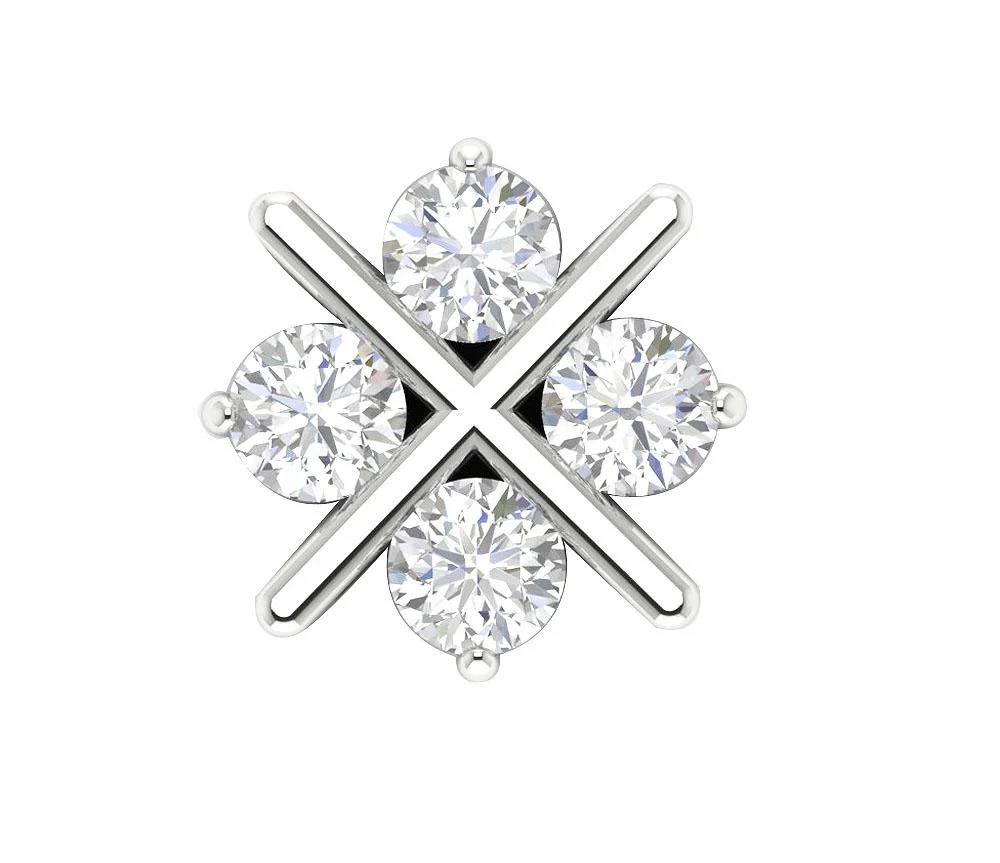 The Abraham 14k Solid Yellow Gold 4 Round Cut Diamond Fashion Pendant Prong Set - Image 4