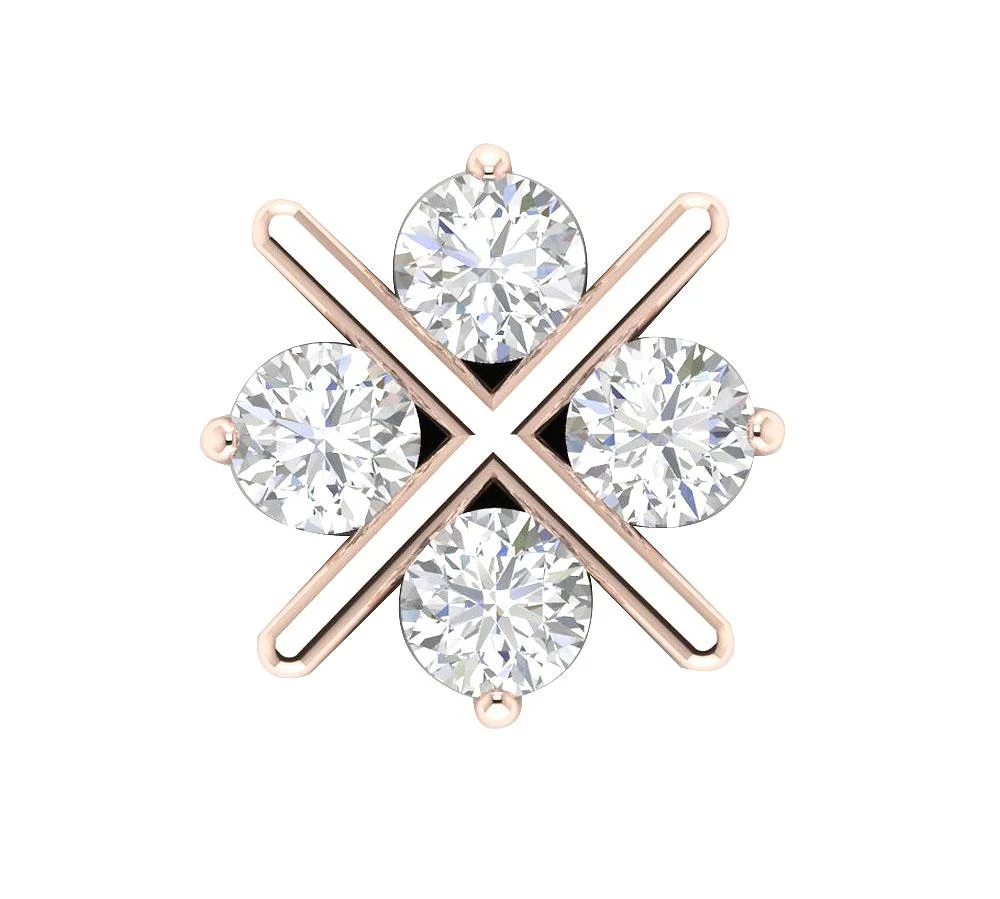 The Abraham 14k Solid Yellow Gold 4 Round Cut Diamond Fashion Pendant Prong Set - Image 5
