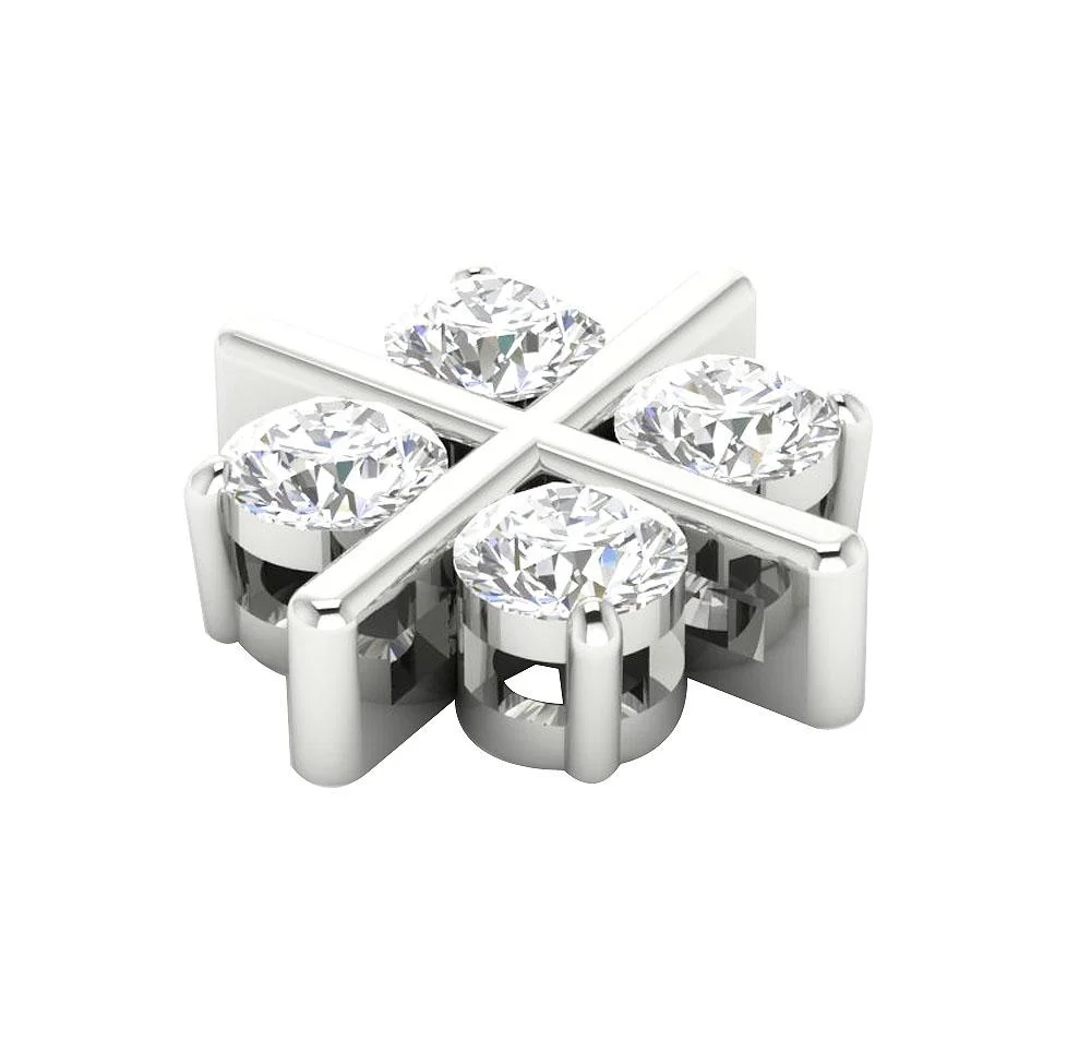 The Abraham 14k Solid Yellow Gold 4 Round Cut Diamond Fashion Pendant Prong Set - Image 6