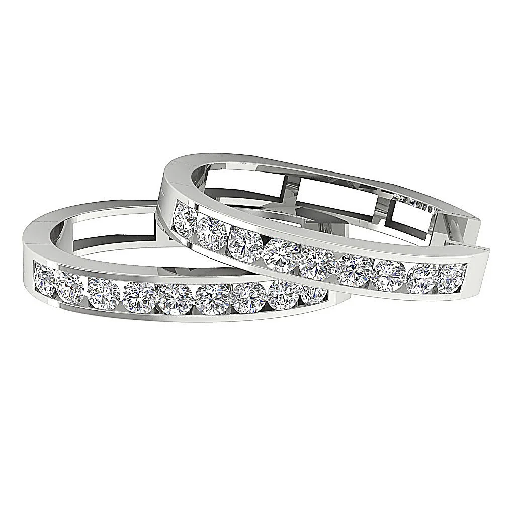 The Ace Genuine Diamond Channel Set Hoop Earring 14K White Yellow Rose Gold - Image 10