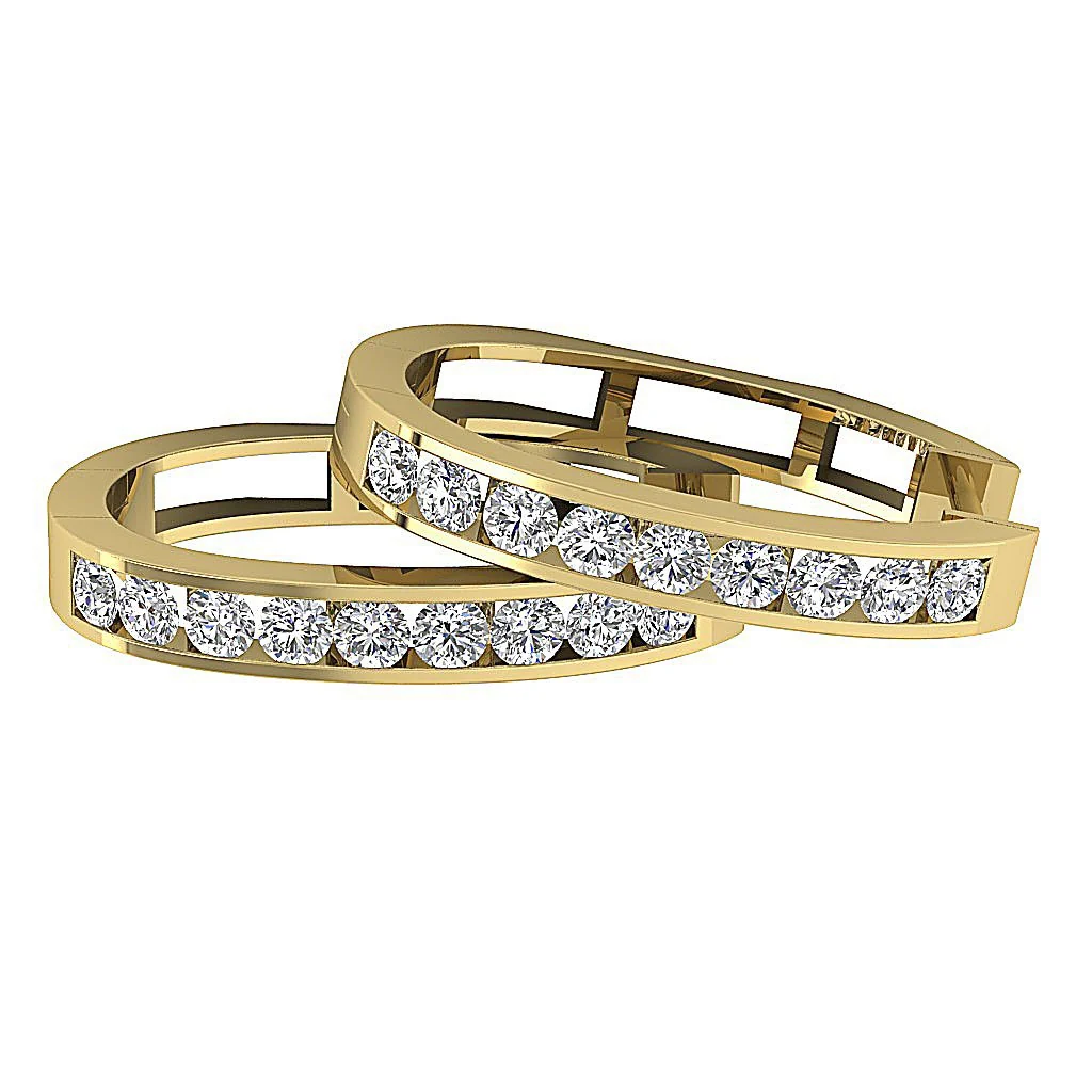 The Ace Genuine Diamond Channel Set Hoop Earring 14K White Yellow Rose Gold - Image 11
