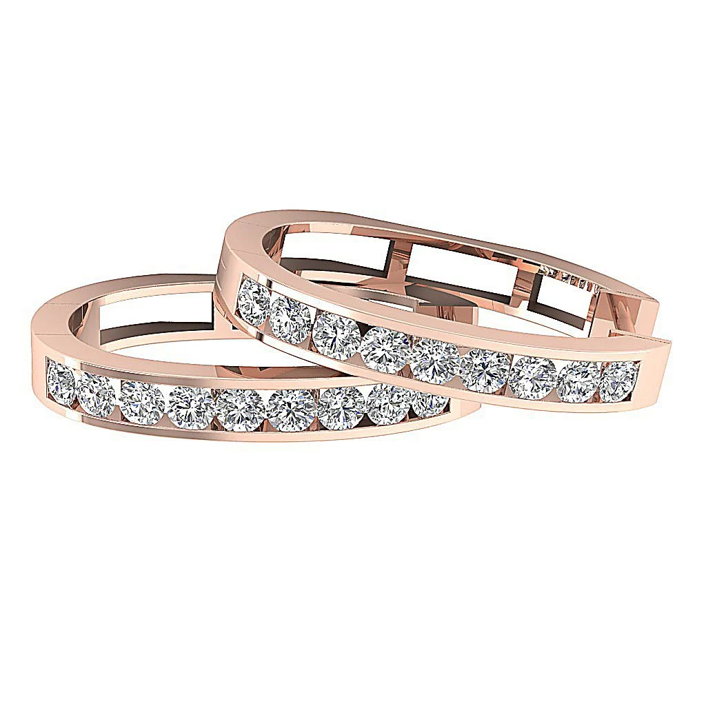 The Ace Genuine Diamond Channel Set Hoop Earring 14K White Yellow Rose Gold - Image 12