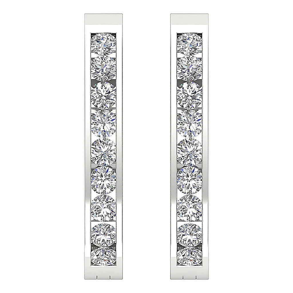 The Ace Genuine Diamond Channel Set Hoop Earring 14K White Yellow Rose Gold - Image 4