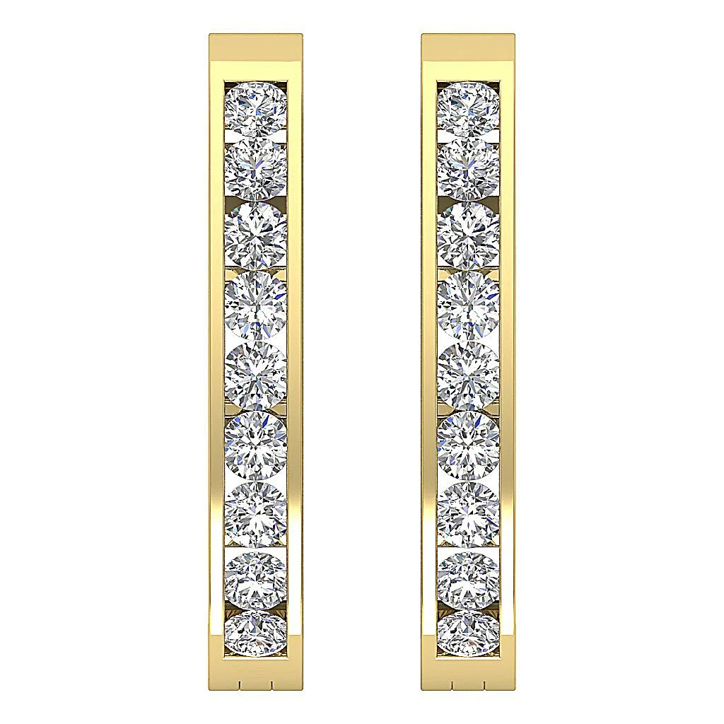 The Ace Genuine Diamond Channel Set Hoop Earring 14K White Yellow Rose Gold - Image 5