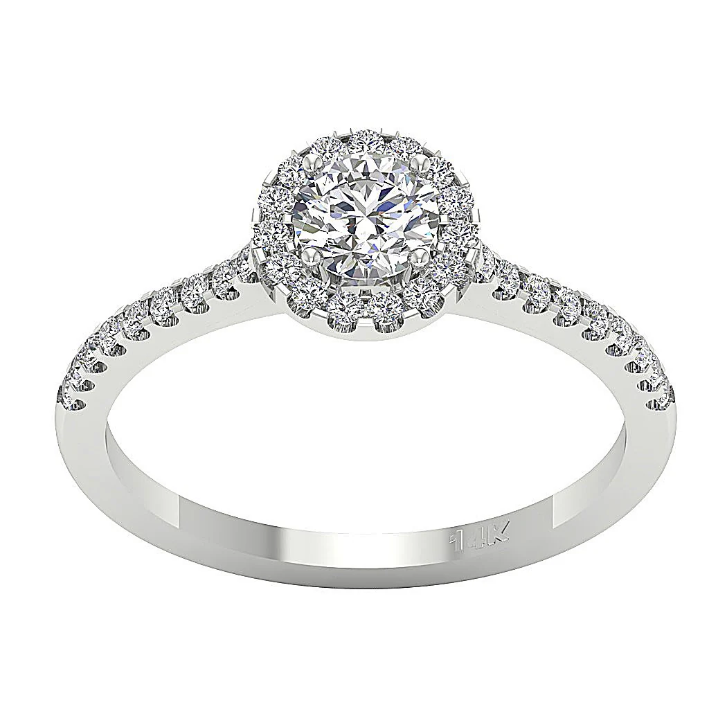The Ada 14k Solid Gold Halo Solitaire Round Cut Diamond Engagement Ring 10.65 mm - Image 4
